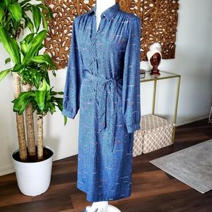 Blue Vintage 80's long sleeve dress